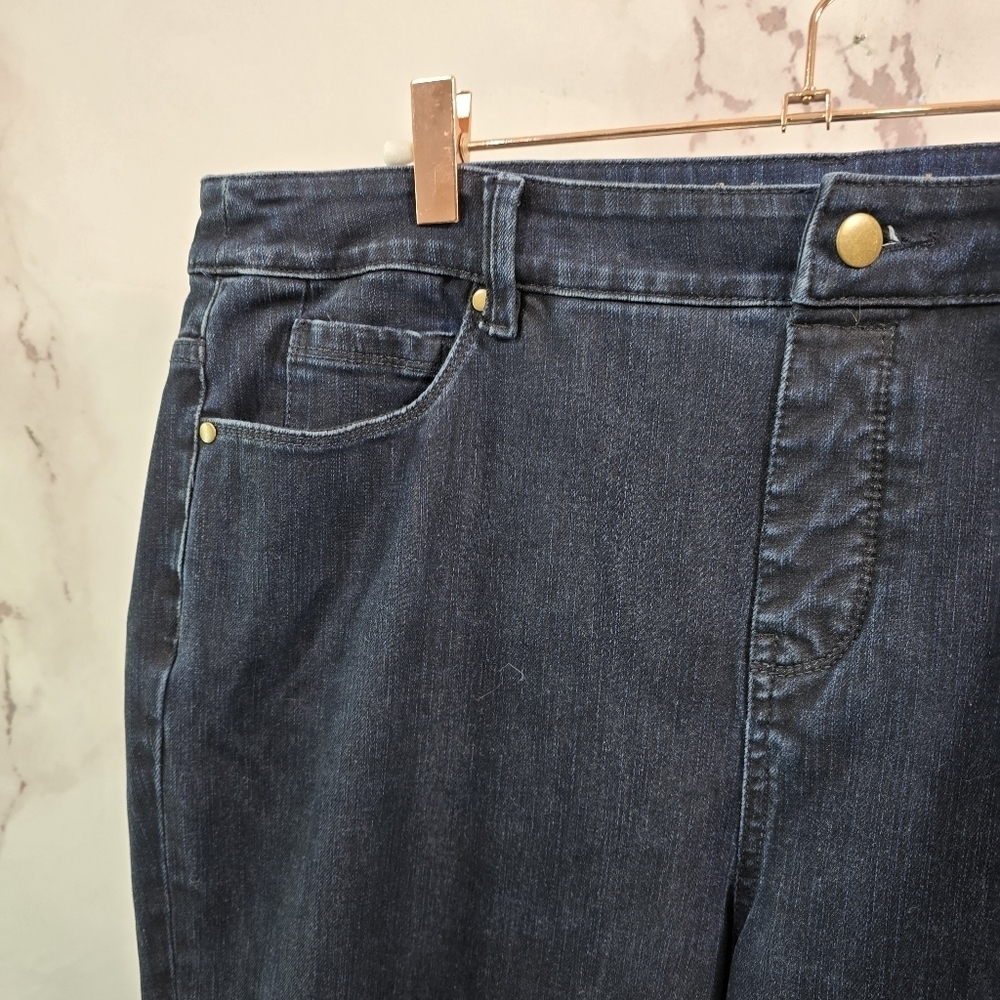 Soft Surroundings Jeans Womens Large Tall High Rise Boot Cut Dark Wash Denim - Picture 2 of 12